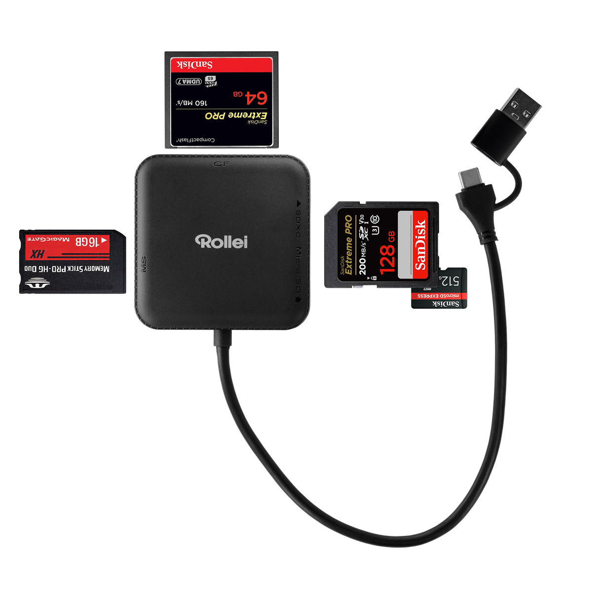 4-in-1 Kartenlesegerät | SD, CF, MS & microSD